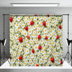 Aperturee - Aperturee Summer Strawberry Daisy Floral Room Set Backdrop
