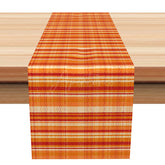 Aperturee - Aperturee Summer Stripe Table Runner with Warm Orange Tones Abstract Wall Texture for Modern Dining Decor