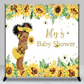 Aperturee - Aperturee Summer Sunflower Custom Name Baby Shower Backdrop