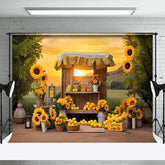Aperturee - Aperturee Summer Sunset Sunflower Lemon Shelf Photo Backdrop