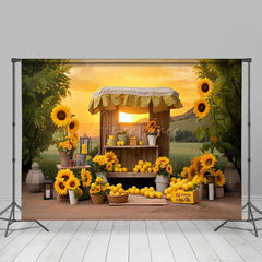 Aperturee - Aperturee Summer Sunset Sunflower Lemon Shelf Photo Backdrop