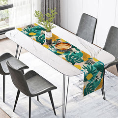 Aperturee - Aperturee Summer Tropical Table Runner with Monstera and Floral Print for Hawaiian Luau Party and Kitchen Decor