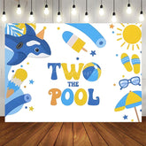 Aperturee - Aperturee Summer Two The Pool Beach Cartoon Birthday Backdrop