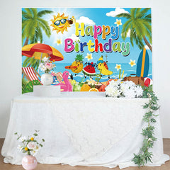 Aperturee - Aperturee Summer Vibe Coconut Beach Happy Birthday Backdrop