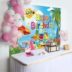 Aperturee - Aperturee Summer Vibe Coconut Beach Happy Birthday Backdrop