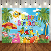 Aperturee - Aperturee Summer Vibe Coconut Beach Happy Birthday Backdrop