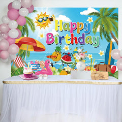 Aperturee - Aperturee Summer Vibe Coconut Beach Happy Birthday Backdrop