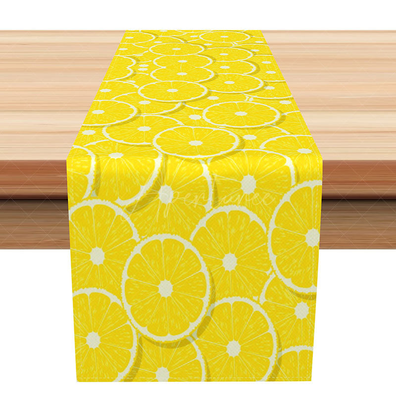 Aperturee - Aperturee Summer Vibe Lemon Table Runner Mediterranean Coast Style with Fresh Citrus Yellow Kitchen and Dining Decor