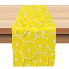 Aperturee - Aperturee Summer Vibe Lemon Table Runner Mediterranean Coast Style with Fresh Citrus Yellow Kitchen and Dining Decor
