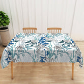 Aperturee - Aperturee Summer Vibe Rectangle Tablecloth with Underwater Algae Print for Ocean and Marine Themed Kitchen Decor
