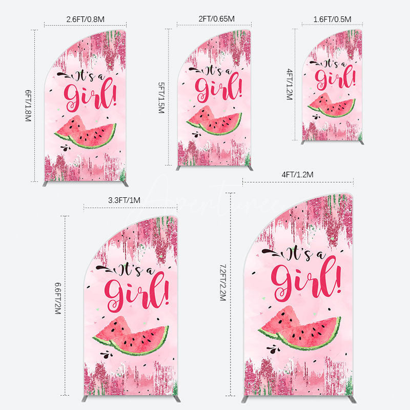 Aperturee - Aperturee Summer Watermelon Sweet Baby Shower Half Moon Arch Backdrop