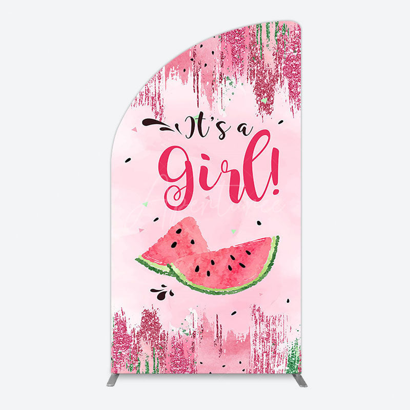 Aperturee - Aperturee Summer Watermelon Sweet Baby Shower Half Moon Arch Backdrop