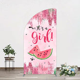 Aperturee - Aperturee Summer Watermelon Sweet Baby Shower Half Moon Arch Backdrop