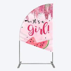 Aperturee - Aperturee Summer Watermelon Sweet Baby Shower Half Moon Arch Backdrop