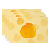 Aperturee - Aperturee Summer Yellow Peach Fruit Dining Set of 4 Placemats
