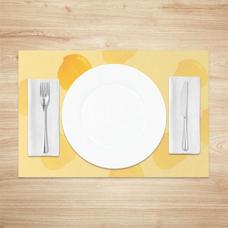 Aperturee - Aperturee Summer Yellow Peach Fruit Dining Set of 4 Placemats