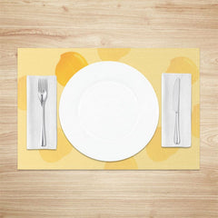 Aperturee - Aperturee Summer Yellow Peach Fruit Dining Set of 4 Placemats