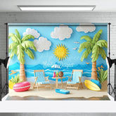 Aperturee - Aperturee Summertime Beach Scene Palm Tree Sun Vibe Backdrop