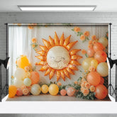 Aperturee - Aperturee Sun Balloon Floral Arch Curtain Cake Smash Backdrops