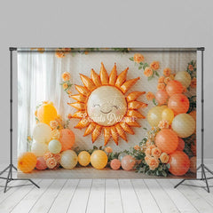 Aperturee - Aperturee Sun Balloon Floral Arch Curtain Cake Smash Backdrops