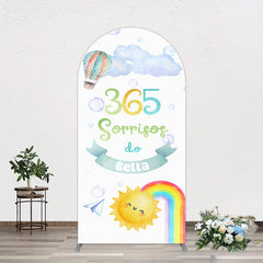 Aperturee - Aperturee Sun Rainbow 365 Sorrisos Do 1st Birthday Arch Backdrop