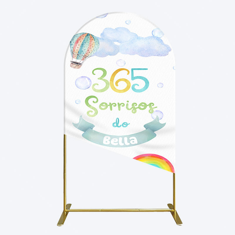 Aperturee - Aperturee Sun Rainbow 365 Sorrisos Do 1st Birthday Arch Backdrop