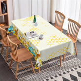 Aperturee - Aperturee Sunflower and Bee Gnome Rectangle Tablecloth Cute Farmhouse Party Decor for Summer Events