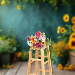 Aperturee - Aperturee Sunflower Backyard Warm Sunshine Spring Backdrop
