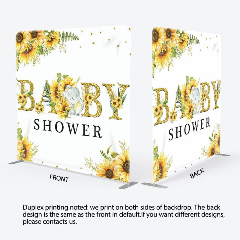 Aperturee - Aperturee Sunflower Elephent Fabric Backdrop Cover for Baby Shower