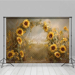 Aperturee - Aperturee Sunflower Field Arch Backdrop Rustic Wildflower Photo Prop Summer Fall Garden Wedding Background