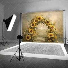 Aperturee - Aperturee Sunflower Floral Arch Backdrop Rustic Wildflower Photo Prop Summer Fall Garden Party Background