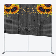 Aperturee - Aperturee Sunflower Grey Wooden Wedding Pillow Cover Backdrop