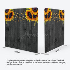 Aperturee - Aperturee Sunflower Grey Wooden Wedding Pillow Cover Backdrop