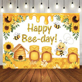 Aperturee - Aperturee Sunflower Honey Cabin Sweet Happy Birthday Backdrop