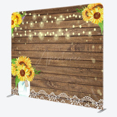 Aperturee - Aperturee Sunflower Lace Wooden Wedding Pillow Case Backdrop