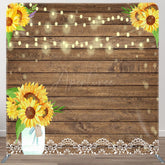 Aperturee - Aperturee Sunflower Lace Wooden Wedding Pillow Case Backdrop