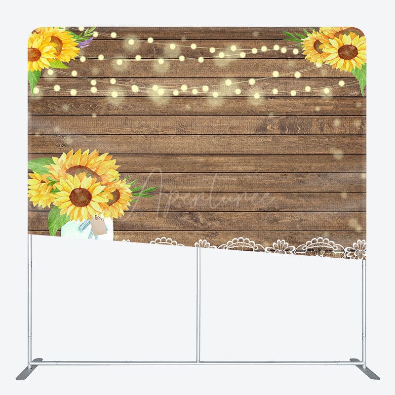 Aperturee - Aperturee Sunflower Lace Wooden Wedding Pillow Case Backdrop