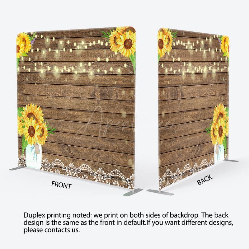 Aperturee - Aperturee Sunflower Lace Wooden Wedding Pillow Case Backdrop