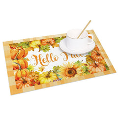 Aperturee - Aperturee Sunflower Pumpkins Hello Autumn Set of 4 Placemats