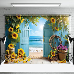Aperturee - Aperturee Sunflower Summer Beach Photography Backdrop For Studio