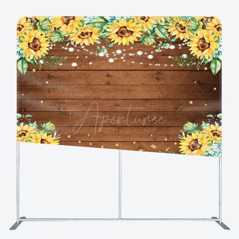 Aperturee - Aperturee Sunflower Wood Grain Wedding Pillow Cover Backdrop