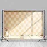 Aperturee - Aperturee Sunlight Beige Checkered Light Wall Summer Backdrop