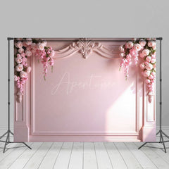 Aperturee - Aperturee Sunlight Pink Molding Floral Wall Wedding Backdrop