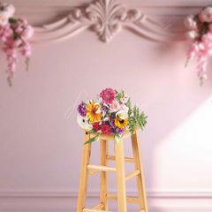 Aperturee - Aperturee Sunlight Pink Molding Floral Wall Wedding Backdrop