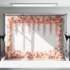 Aperturee - Aperturee Sunlight Rose White Wall Wedding Photography Backdrop