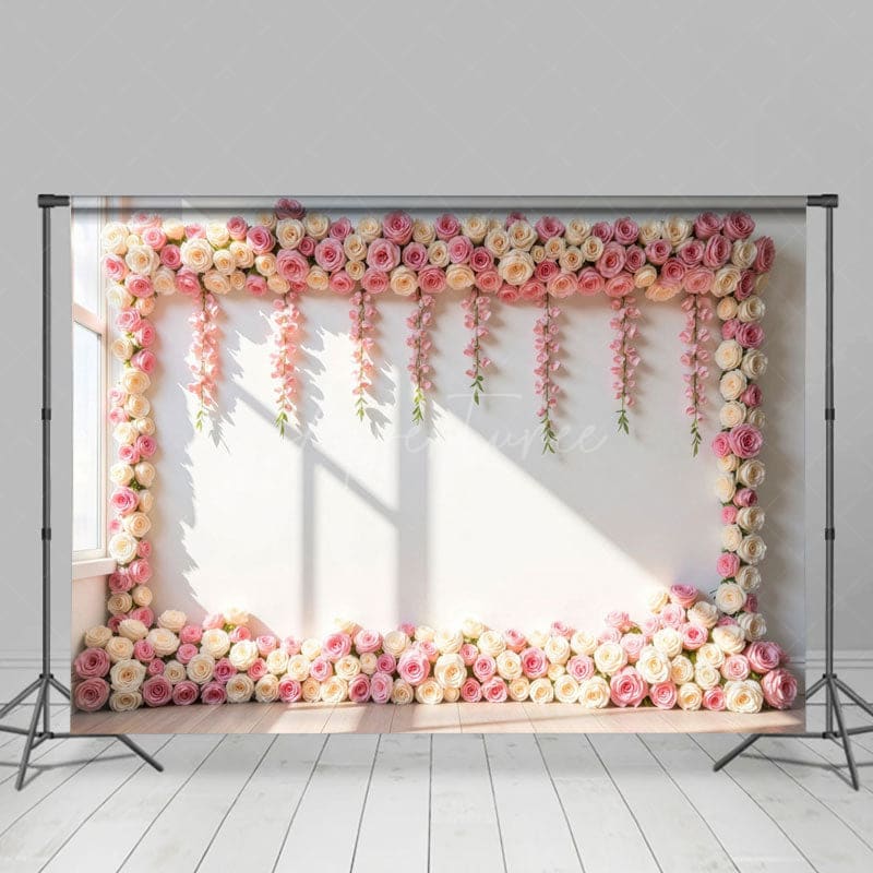 Aperturee - Aperturee Sunlight Rose White Wall Wedding Photography Backdrop