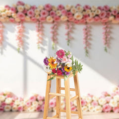 Aperturee - Aperturee Sunlight Rose White Wall Wedding Photography Backdrop