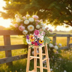 Aperturee - Aperturee Sunlight summer Field Floral Fence Wedding Backdrop