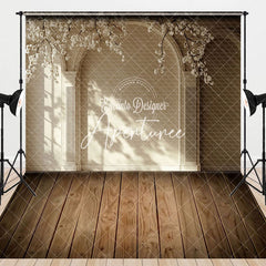 Aperturee - Aperturee Sunlight White Floral Wood Floor Combo Set Backdrop