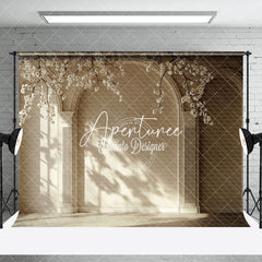 Aperturee - Aperturee Sunlight White Floral Wood Floor Combo Set Backdrop